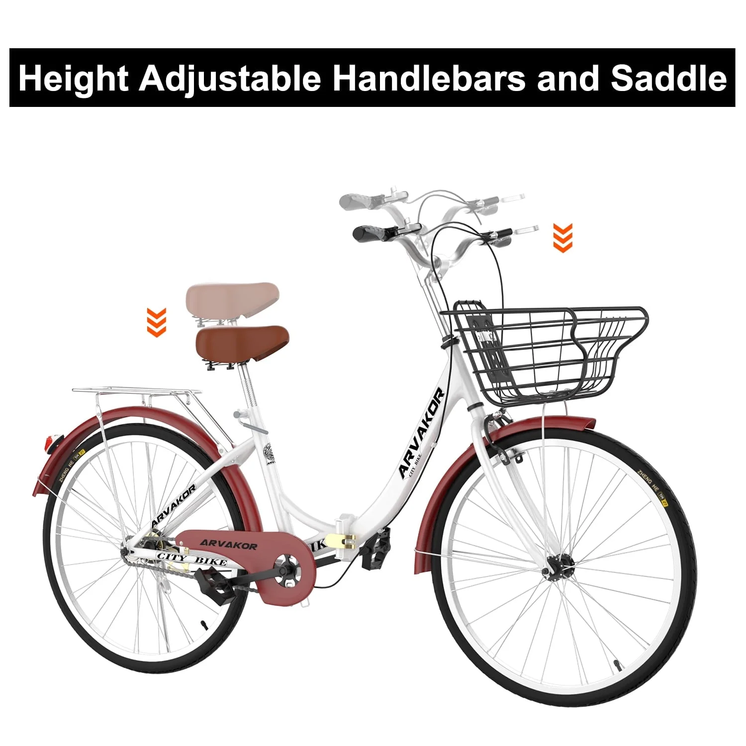 ARVAKOR 26 Inch Women Bike, Classic Bicycle Retro Bicycle, Cruiser Bike, White