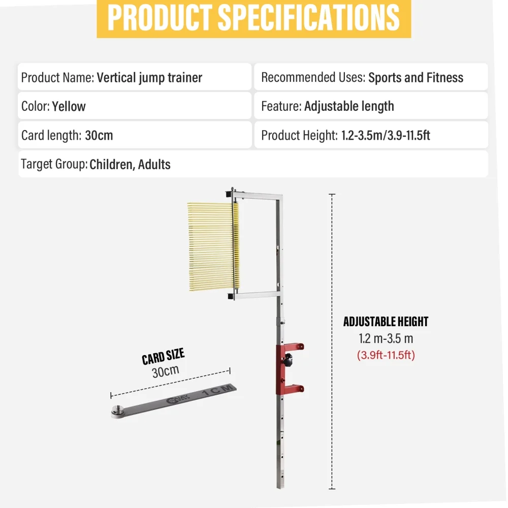 WAASOSCON High Jump Training Equipment 3.9-11.4ft Adjustable Height Vertical Jump Tester Outdoor Use