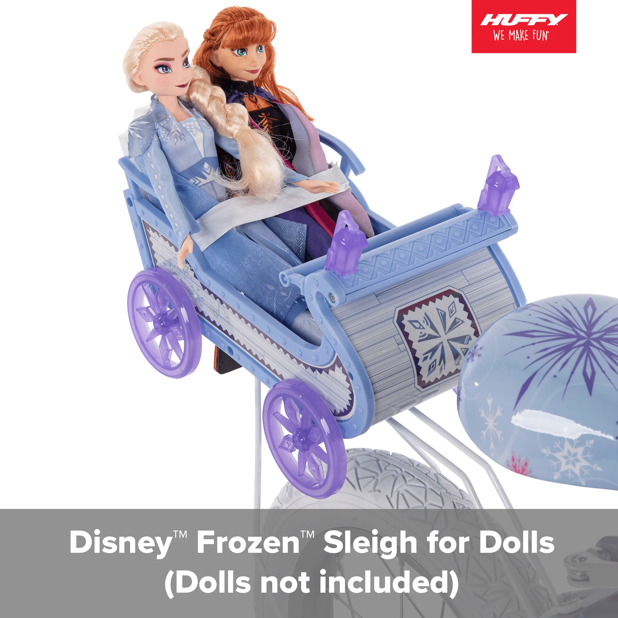 Disney Frozen 12 in. Bike with Doll Carrier Sleigh for Girl's, Ages 2+ Years, White and Purple by Huffy