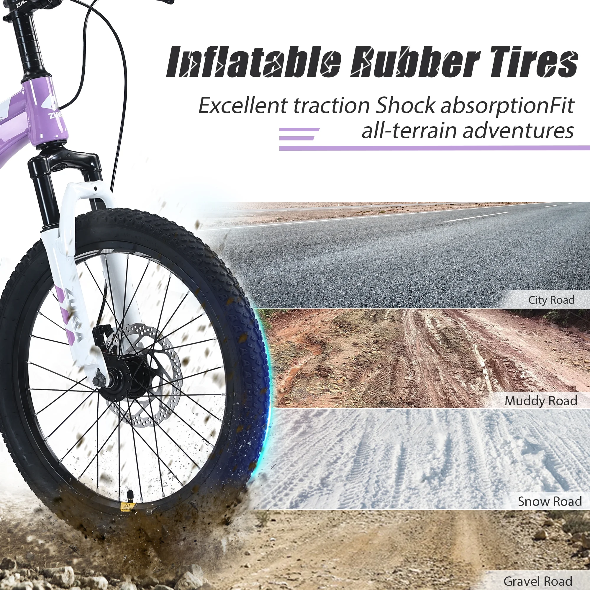 20-Inch Mountain Bike with Suspension Fork, Adjustable Saddle & Disc Brakes,Pink