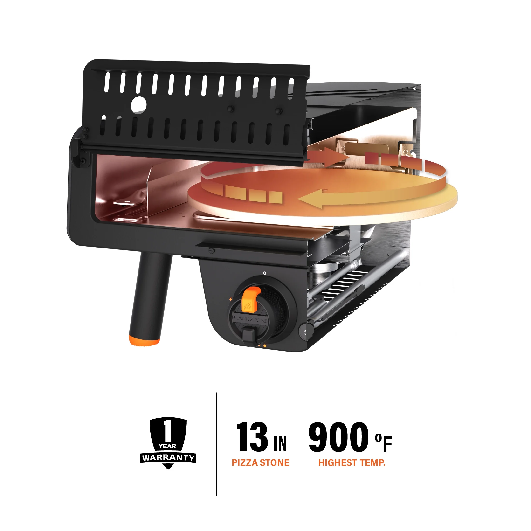 Blackstone Outdoor Tabletop Propane Pizza Oven with 13�?Rotating Pizza Stone