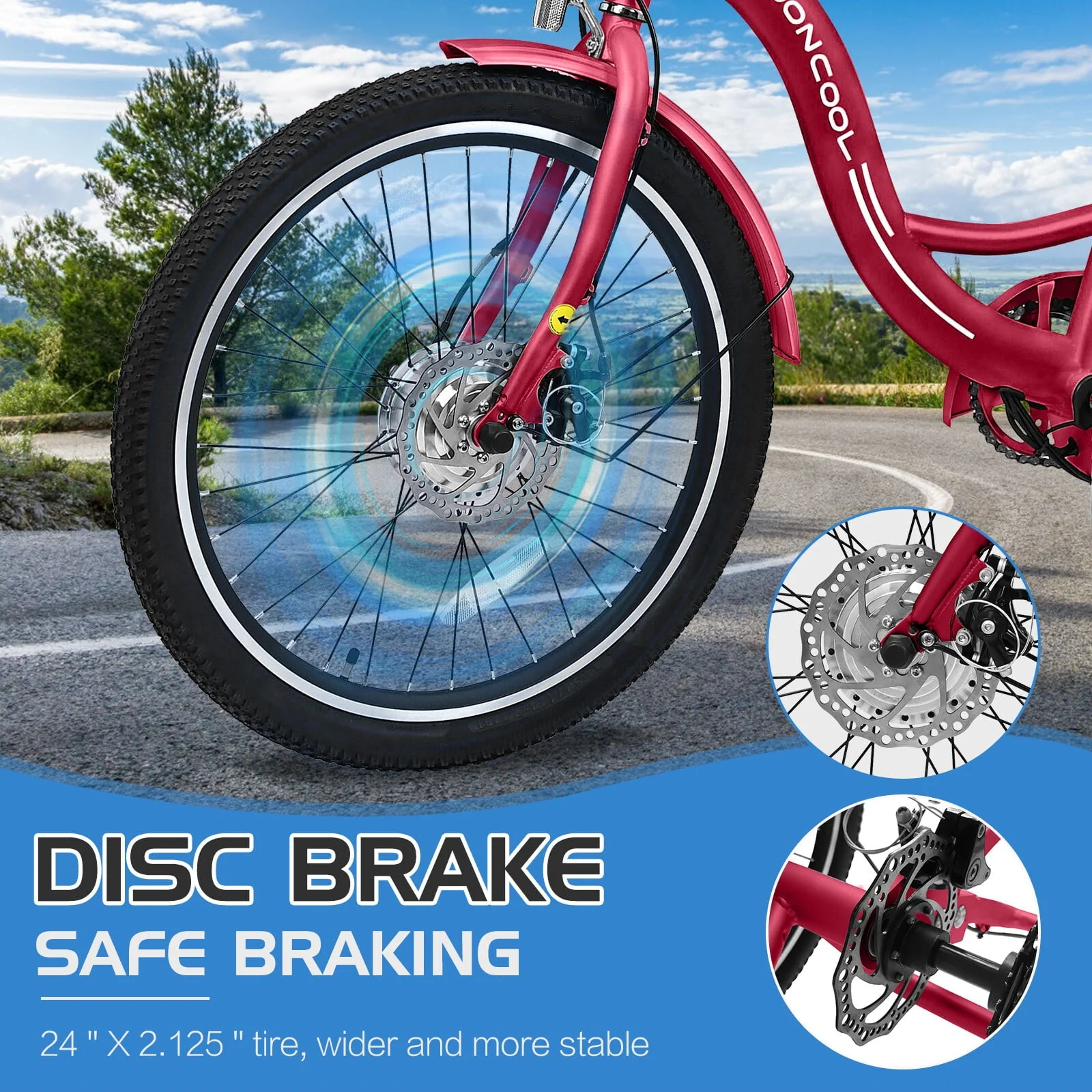 Lilypelle Electric Tricycle ,3 Wheel Motorized Bicycle,with 350W Motor 36V 10.4AH Lithium Battery UL Certified,24