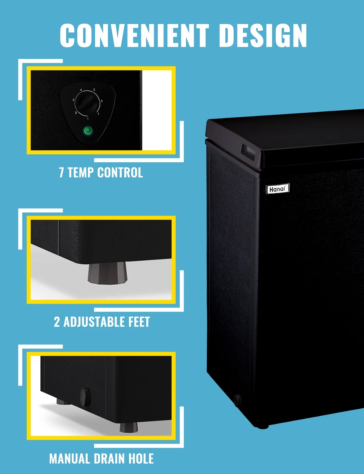 WANAI 3.5 Cu.ft Chest Freezer Small Deep Freeze with 7 Gears Temp Control Office Dorm Kitchen White