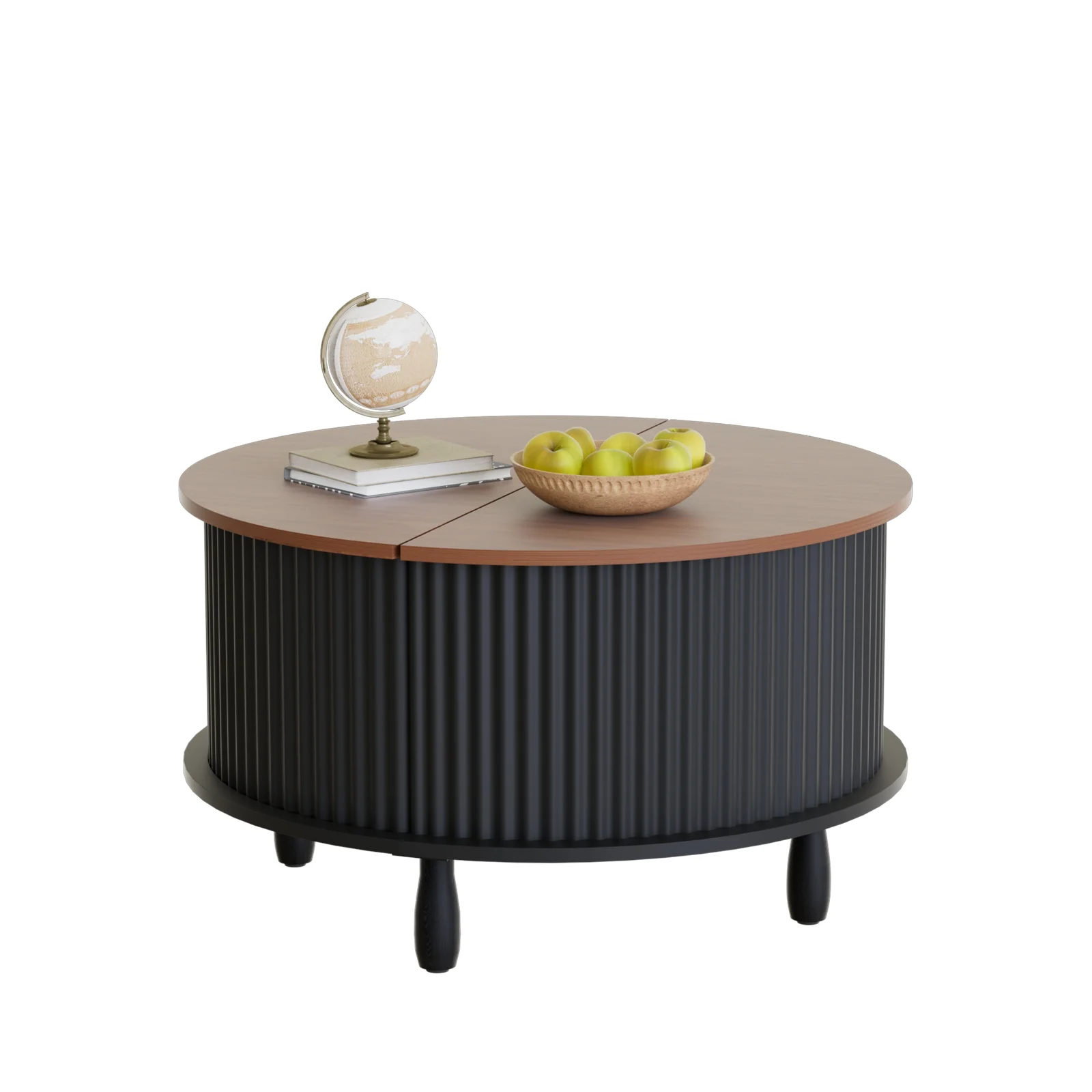 RUMLIVE Round Coffee Table with Storage, 30.7