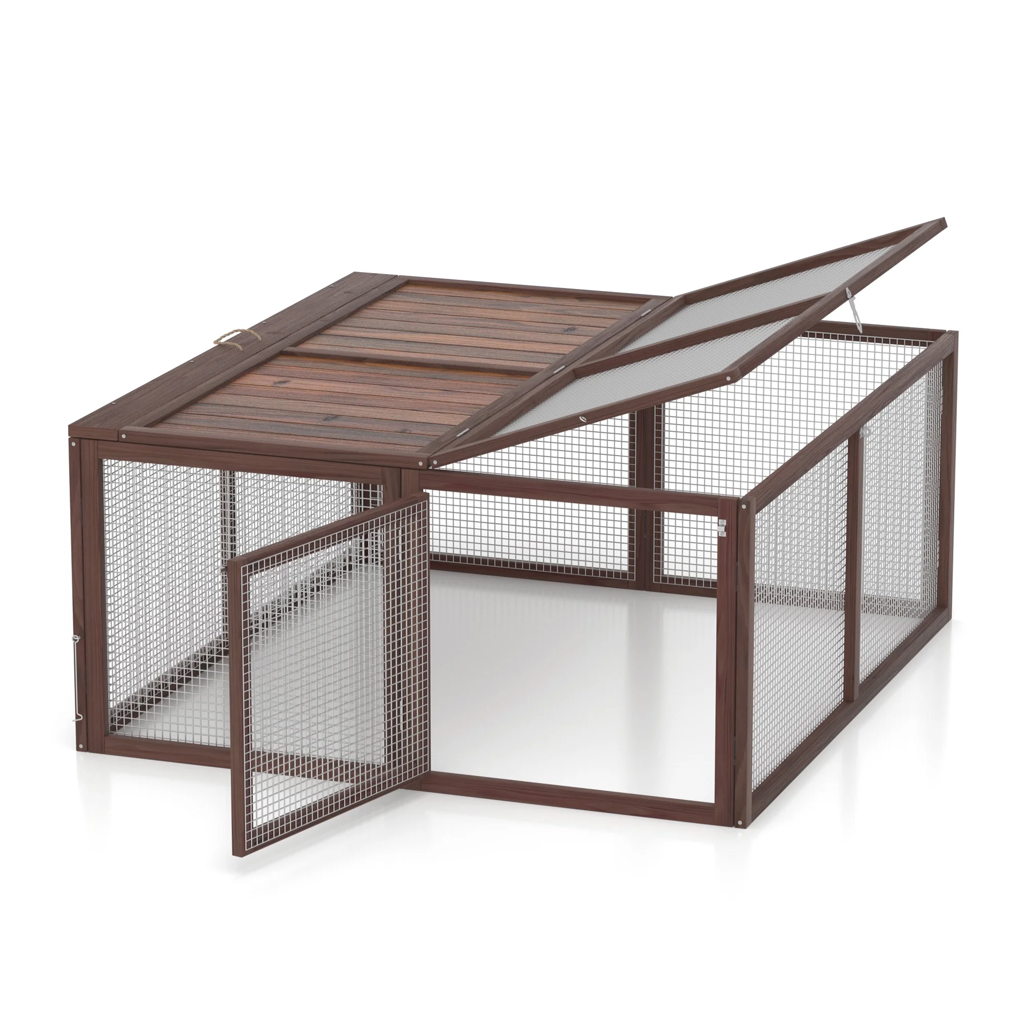 Portable Chicken Coop Run Rabbit Hutch Outdoor Small Animal Cage House Wooden Poultry Enclosure for Bunny, Duck, Chick, Quail, No Assembly Required