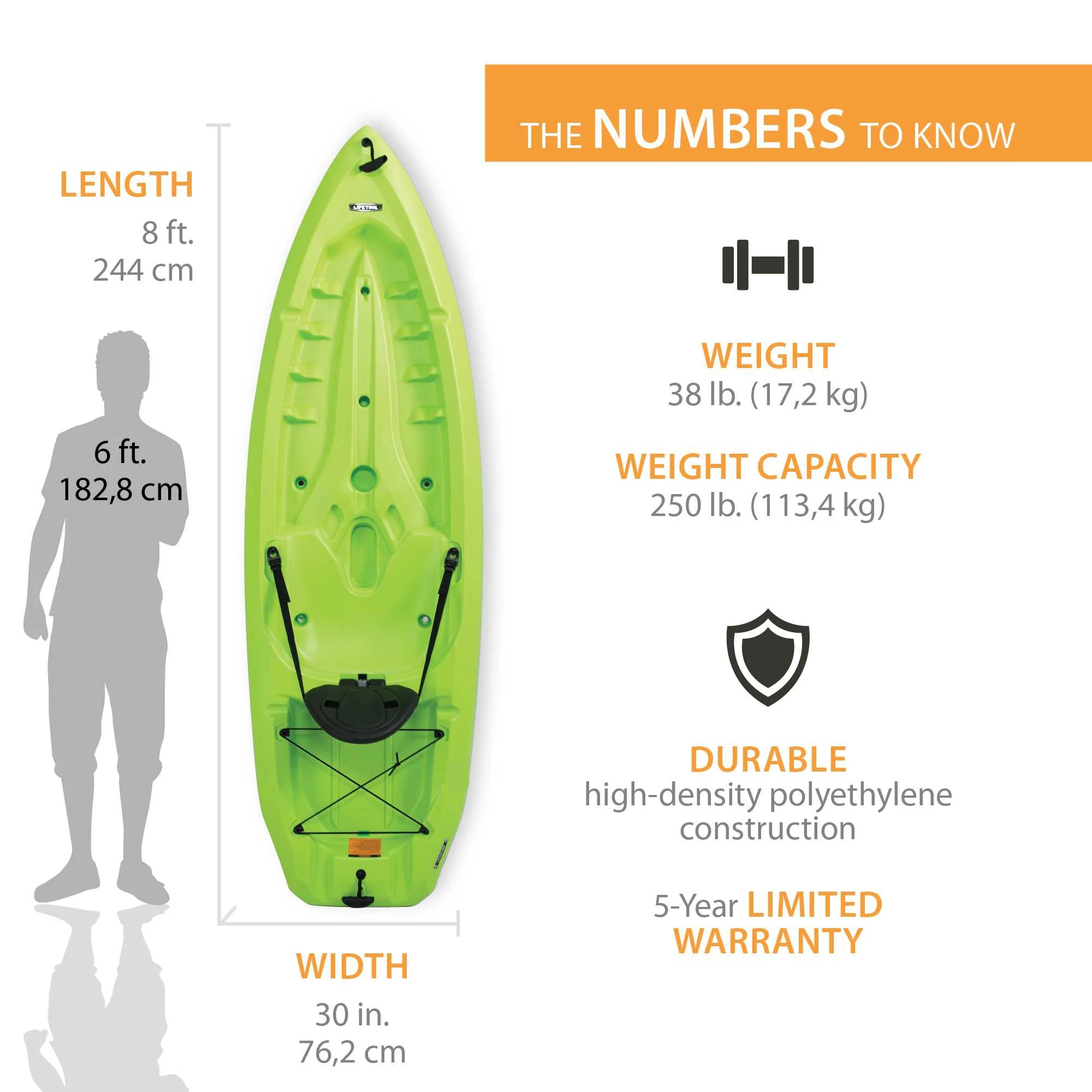 Lifetime Daylite 8 ft Sit-on-Top Kayak, Red (90775)