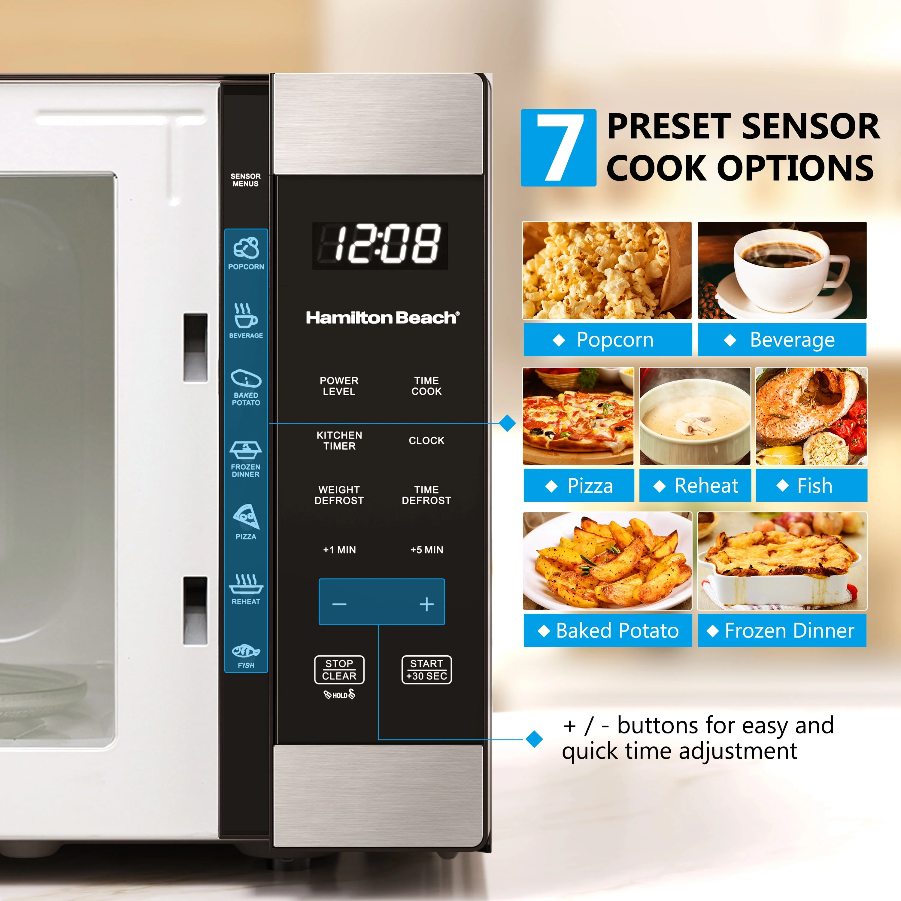 Hamilton Beach 1.6 cu ft Sensor Cook Countertop Microwave Oven in Stainless Steel