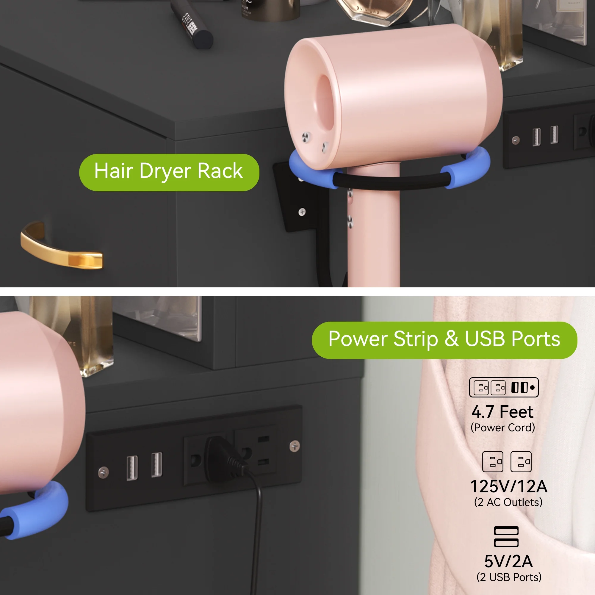 Dextrus Makeup Vanity Desk with Large Lighted Mirror and Storage - Enhance Your Beauty, Routine 4 Drawer Vanity Table with Cushioned Stool, Milky-White