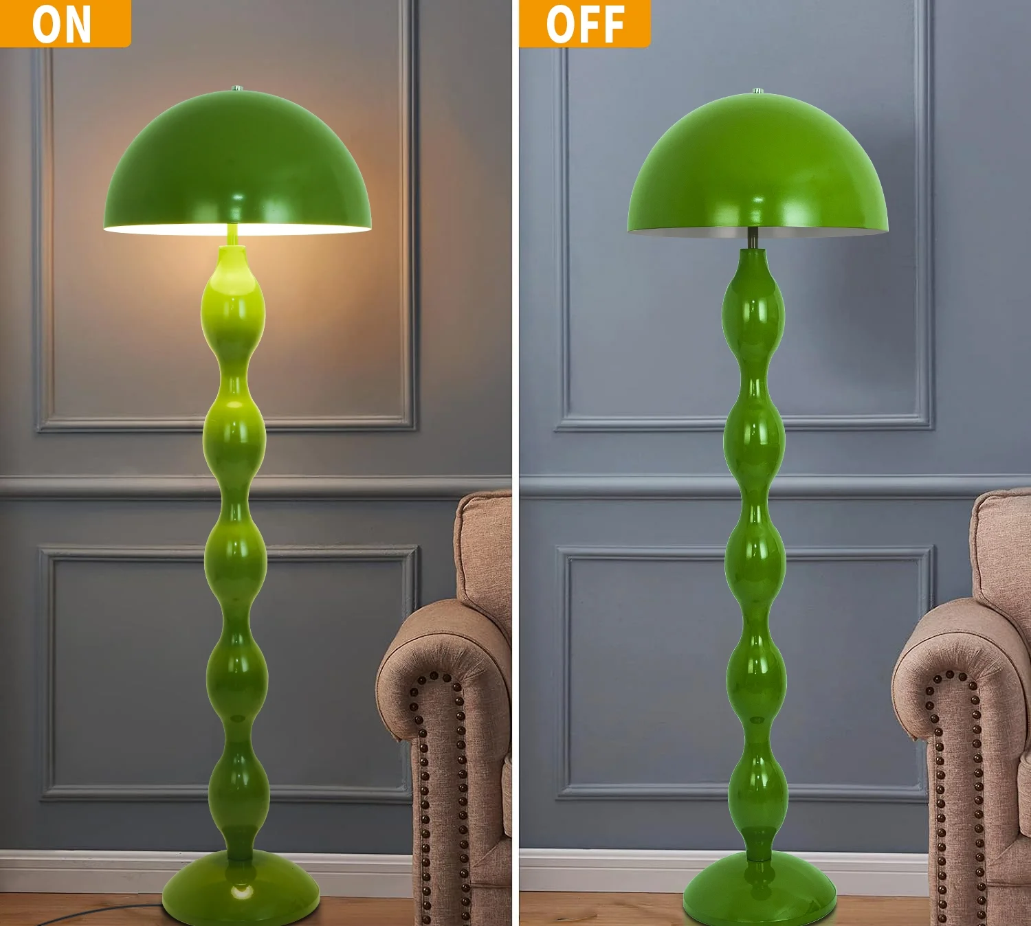 Mushroom Floor Lamp, Modern LED Floor Lamp, 59 Inch Simple Green Mushroom Lamp For Bedroom, Living Room, Office (Bulb Not Included)