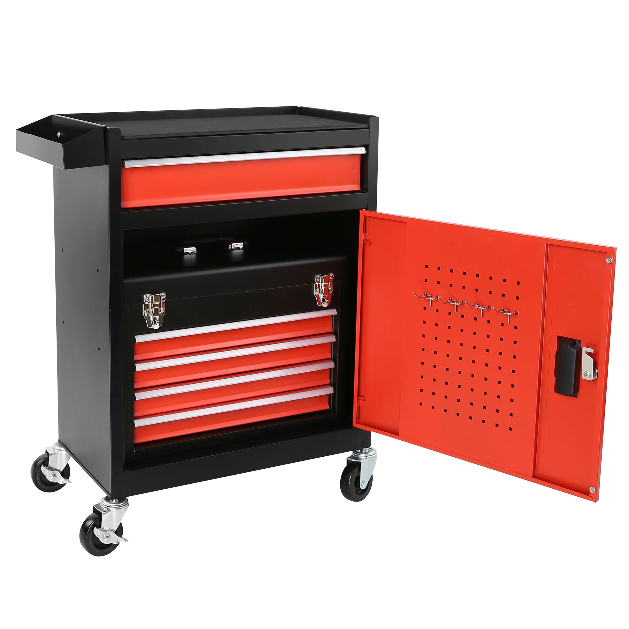 Tool Chest, 5-Drawer Rolling Tool Storage Cabinet with Detachable Top Tool Box, Universal Lockable Wheels