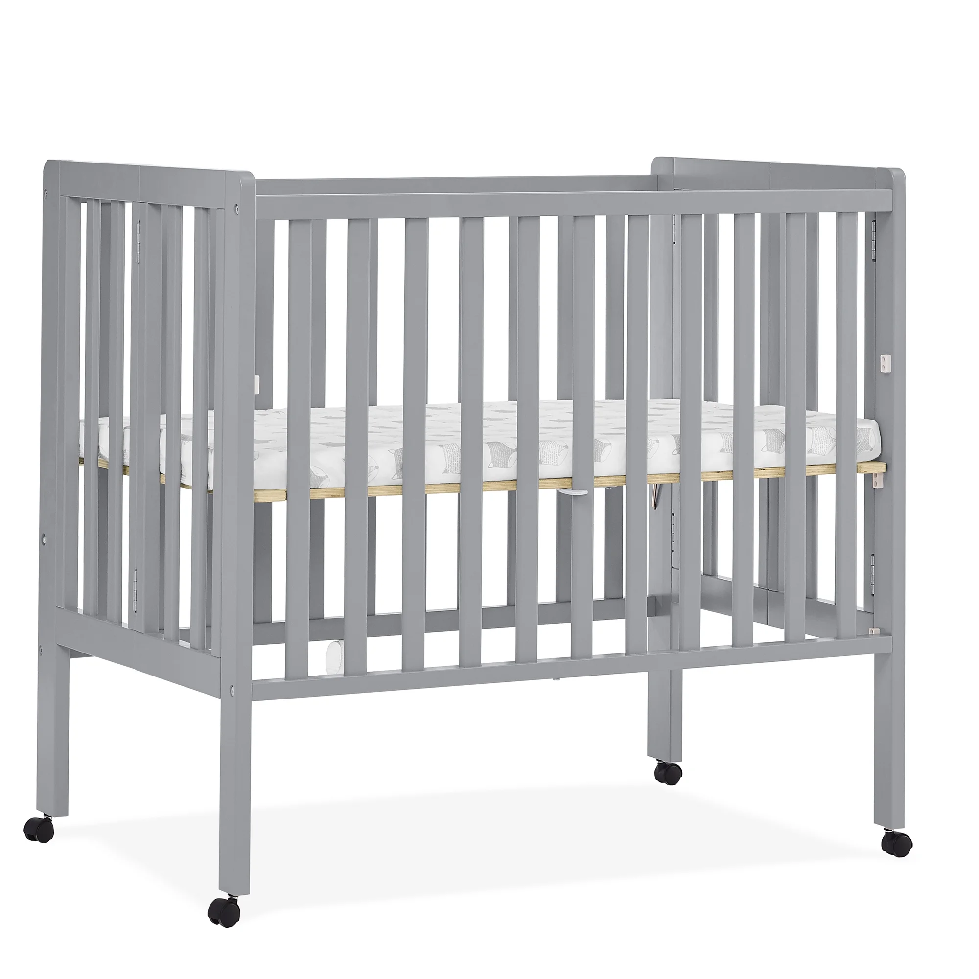 Delta Children Lee Portable Folding Mini Crib with 1.5-Inch Mattress - Greenguard Gold Certified, Bianca White