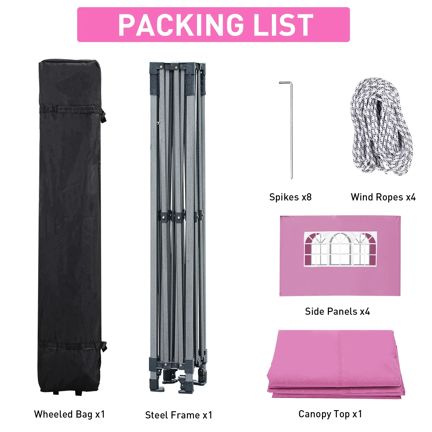 Ainfox 10' x 10'Heavy Duty Pop up Canopy Tent with Sidewalls,Folding Instant Outdoor Gazebo,Sun Shade Tent,Pink