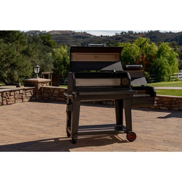 Oakford 1150 Reverse Flow Offset Smoker Charcoal Grill in Black