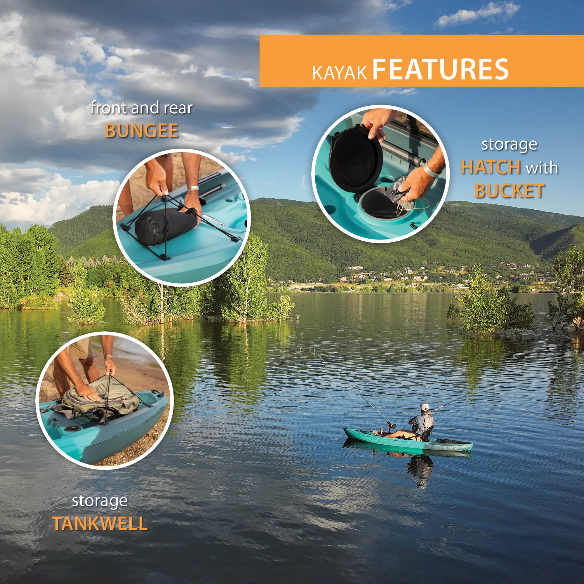 Lifetime Tamarack Pro 123 inch Sit-on-Top Kayak, Eclipse Fusion (91058)