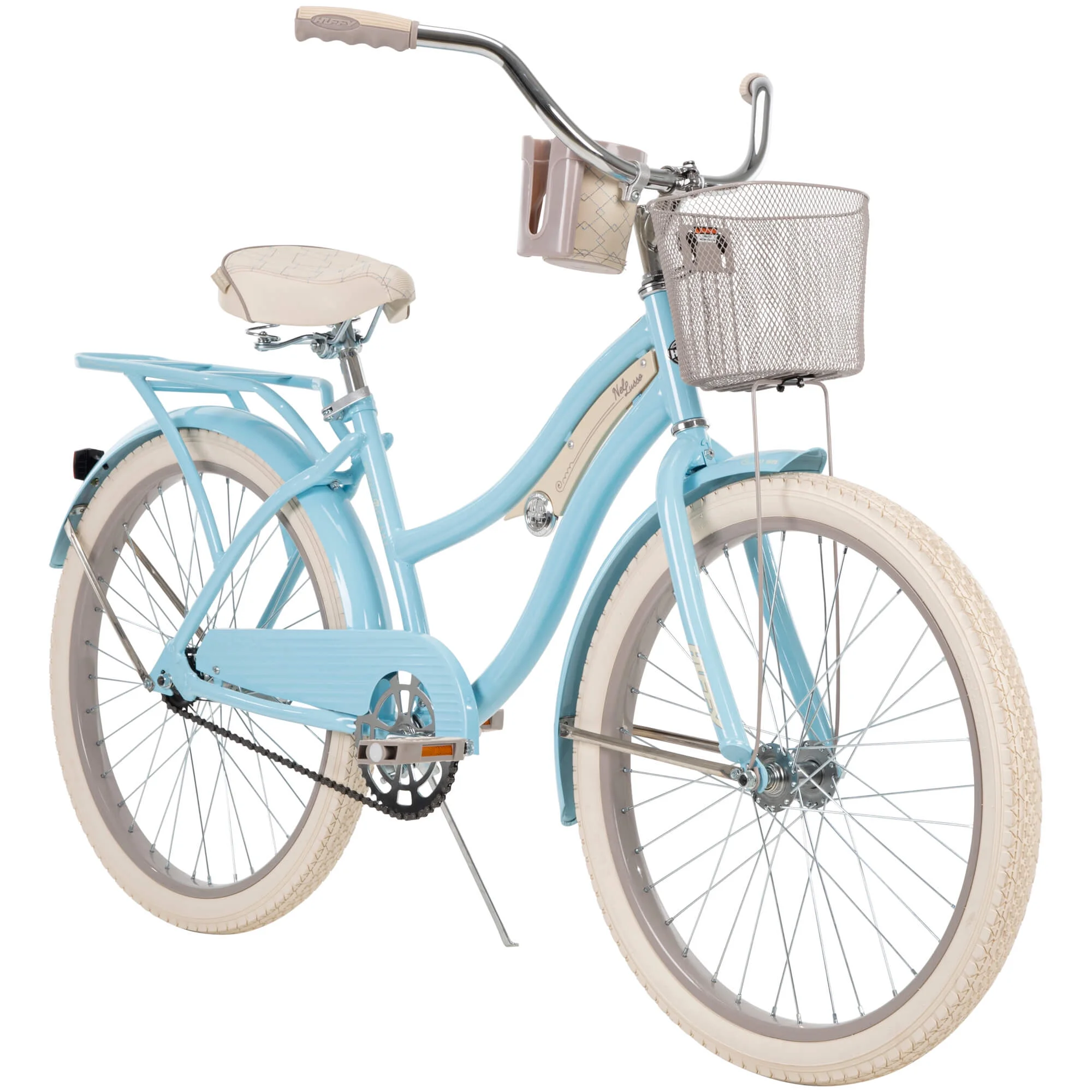 24 In. Girls Nel Lusso Women's Classic Beach Cruiser Bike, Light Blue
