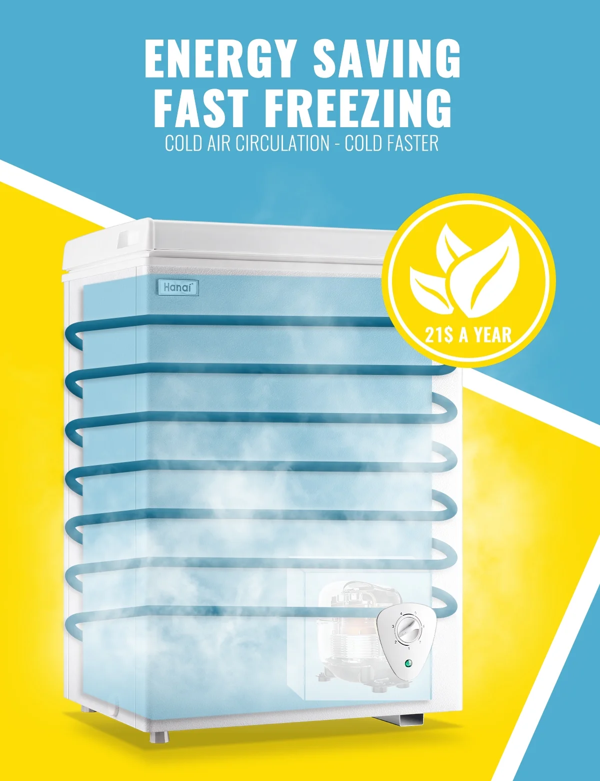 WANAI 3.5 Cu.ft Chest Freezer Small Deep Freeze with 7 Gears Temp Control Office Dorm Kitchen White