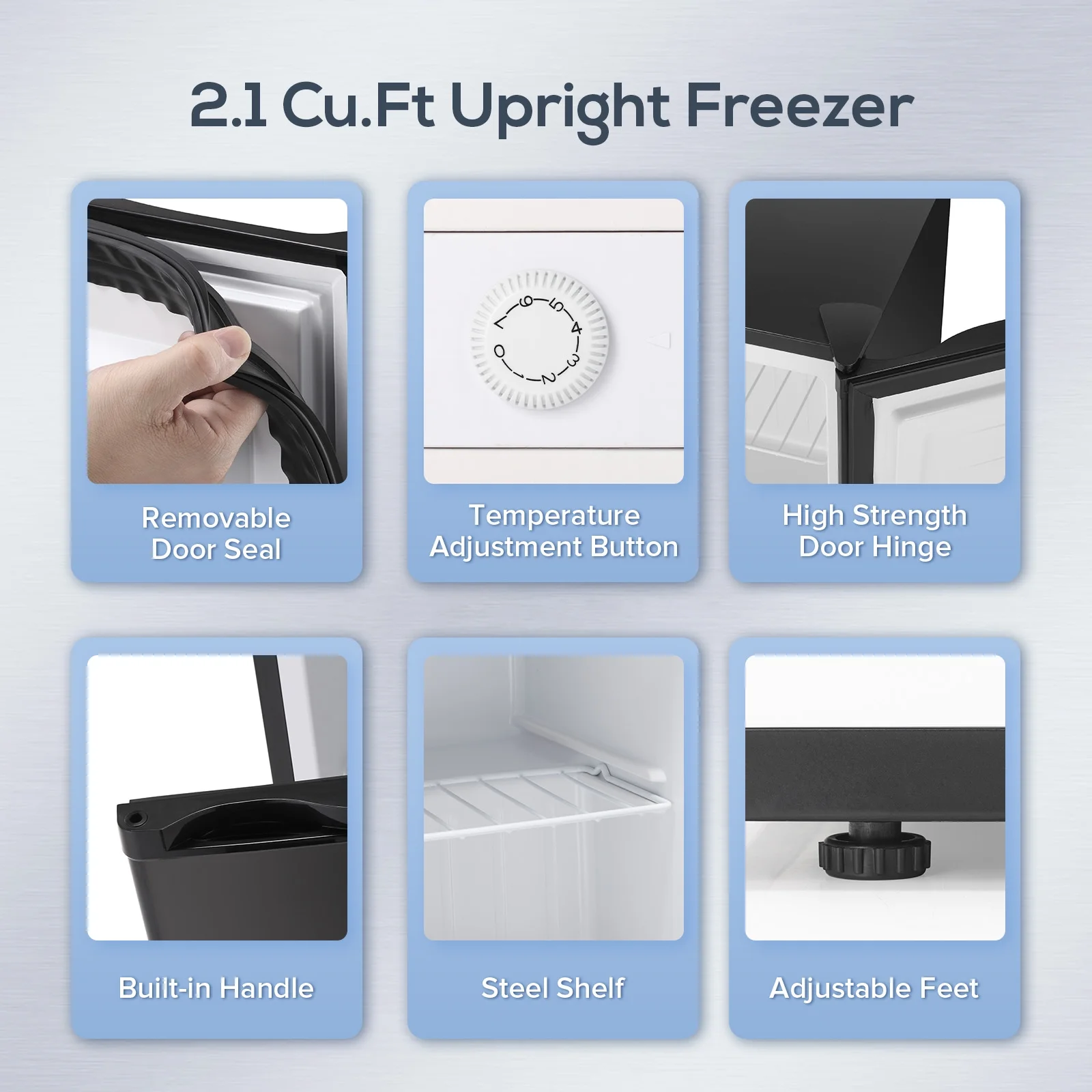 Auseo Mini Freezer Countertop, Energy Saving 2.6 Cu.ft, Single Door Compact Upright Freezer with Reversible Door for Home/Office/Kitchen-White