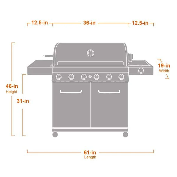 6-Burner Propane Gas Grill in Stainless with LED Controls, Side Burner and Rotisserie Kit