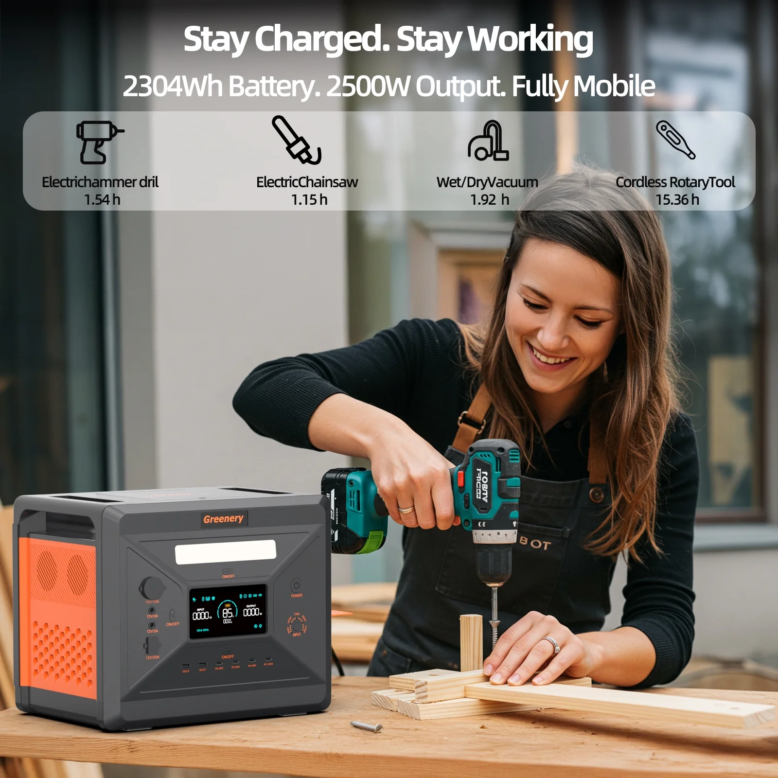 Solarplay 2400W(4800W Peak) Solar Generator, with 400W Solar Panel,2160Wh Portable LiFePO4 Battery Power Station for Camping Home Backup RV