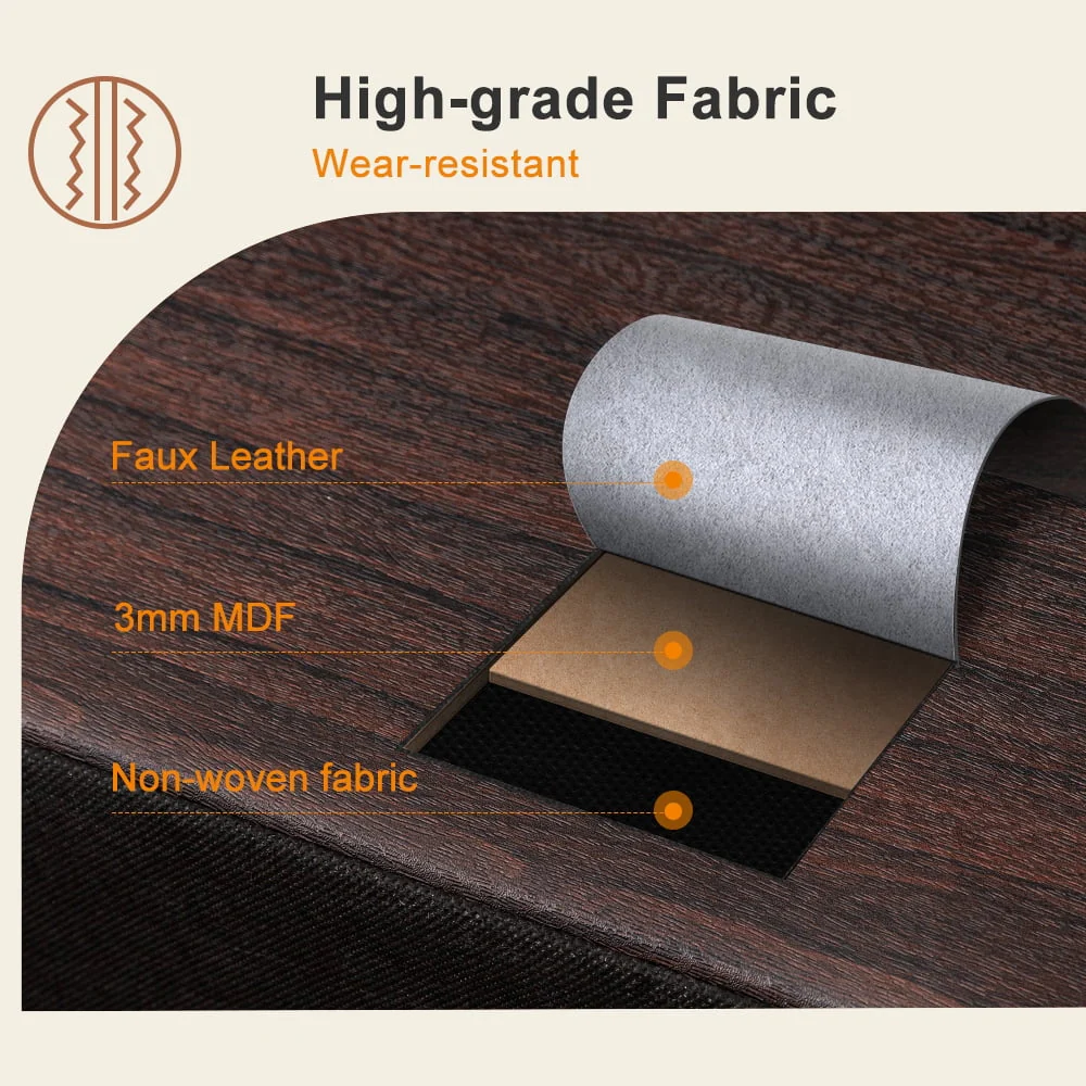 REAHOME 11 Fabric Drawers Dresser Chest of Drawers for Bedroom Faux Leather Rustic Brown Finish with Wood Top Sturdy Steel Frame