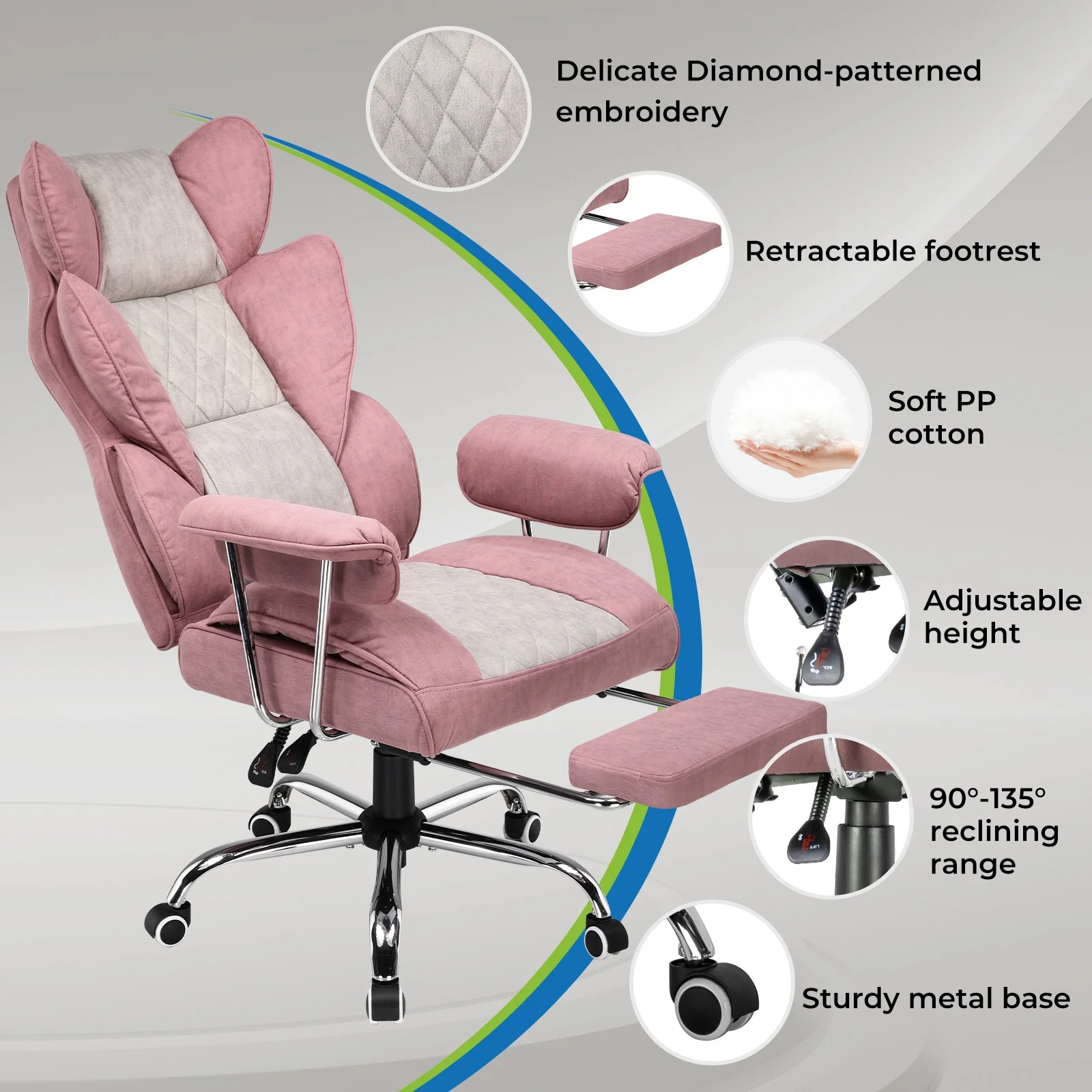 LUCKLIFE Big & Tall Office & Gaming Chair 400LBS Capacity, Wide Ergonomic Seat with Footrest, Adjustable Armrests, Black