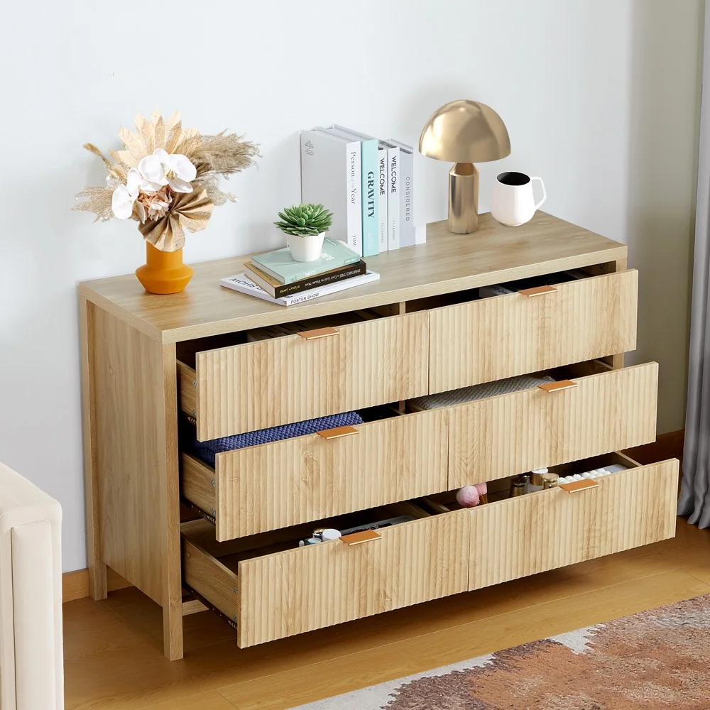 YOCWO Fluted Nightstand for Bedroom Set of 2 , Wood Bedside Table Set of 2 with Drawers, Black