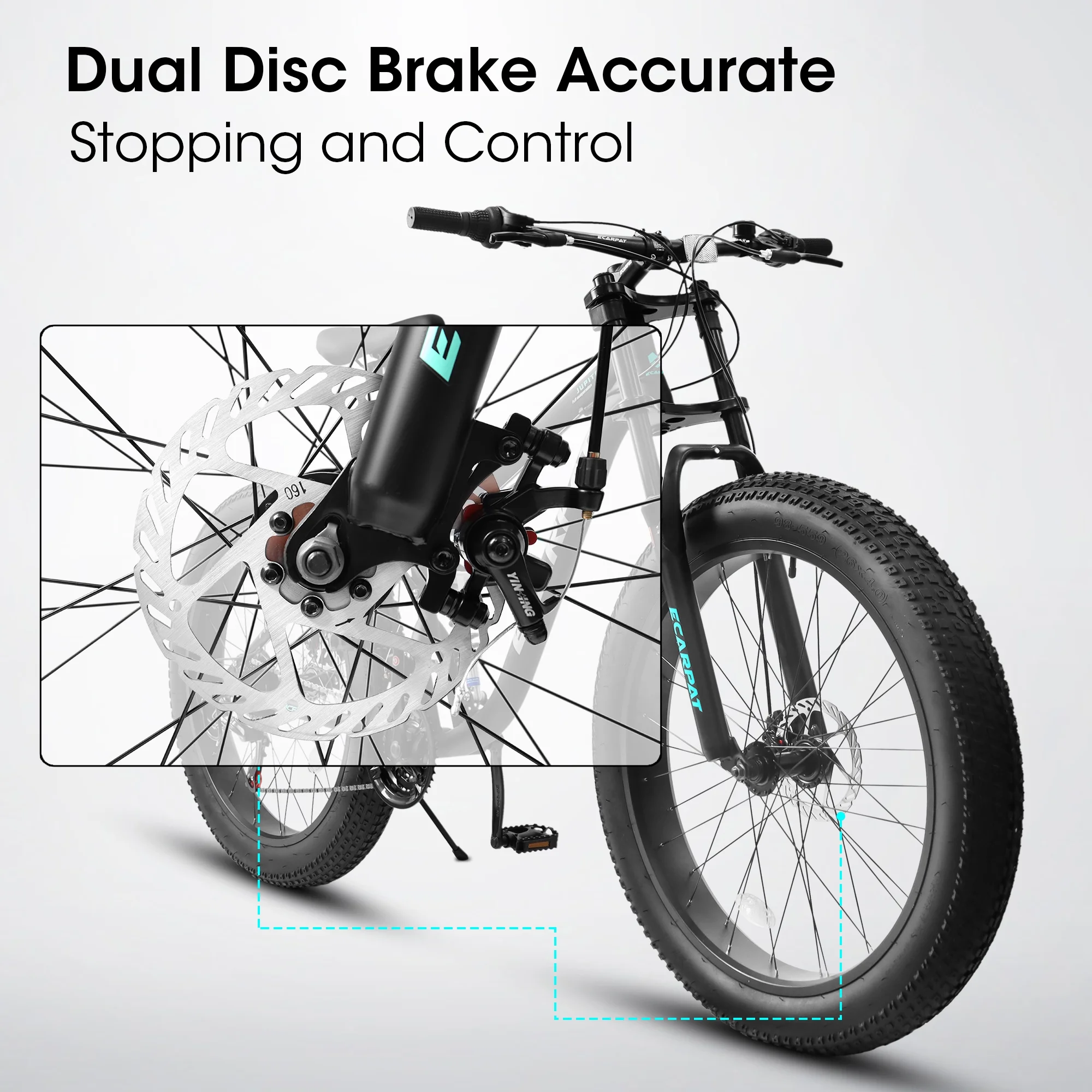 Coowa A26309 26 Inch Full Suspension Mountain Bike for Men, 21-Speed Shimano Gears, 4-Inch Fat Tires, Steel Frame, Disc Brakes, Black, Designed for Snow and Trail Cycling