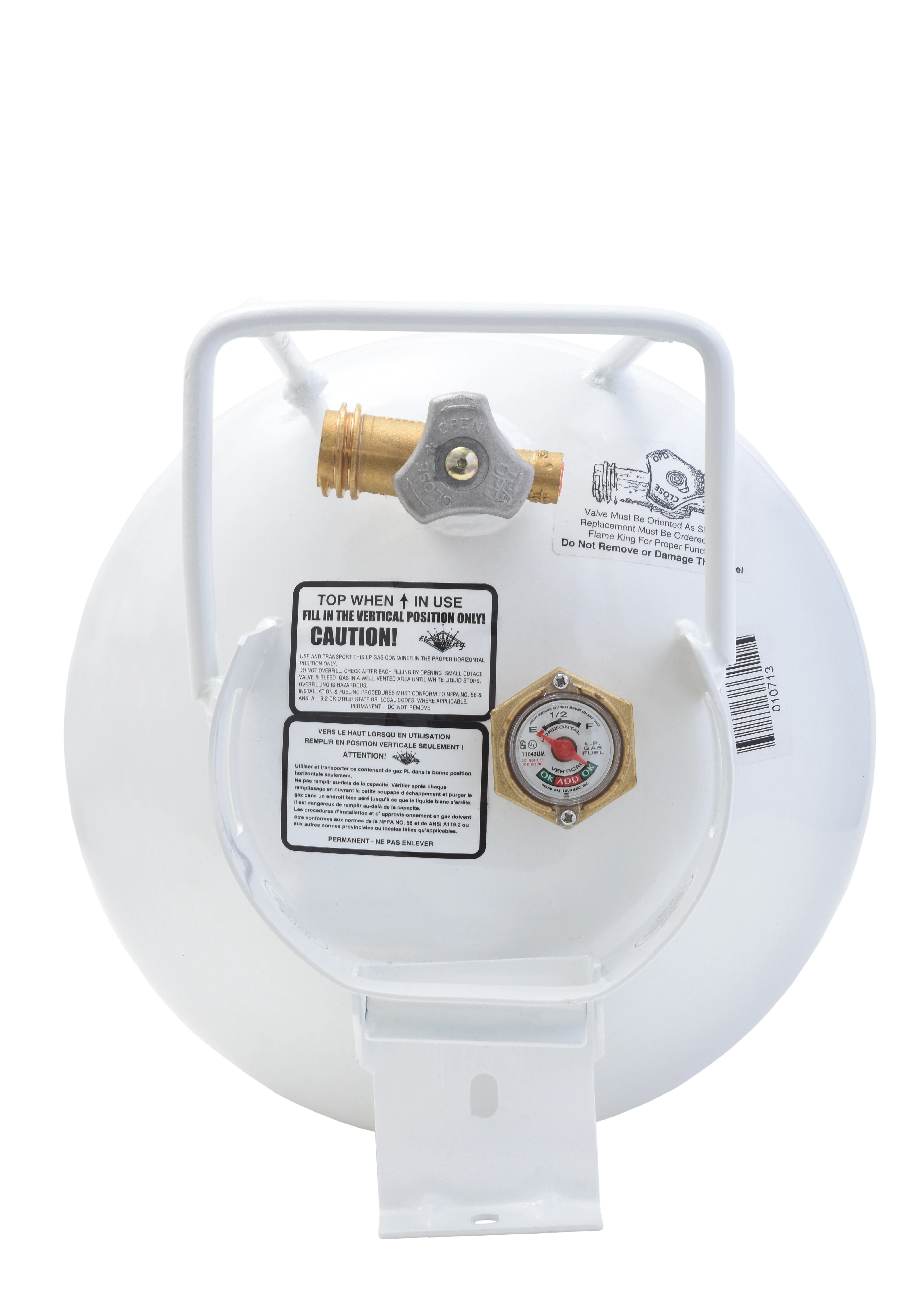 Flame King 20LB Empty Steel Horizontal Propane Tank Cylinder with OPD & Built-in Gauge