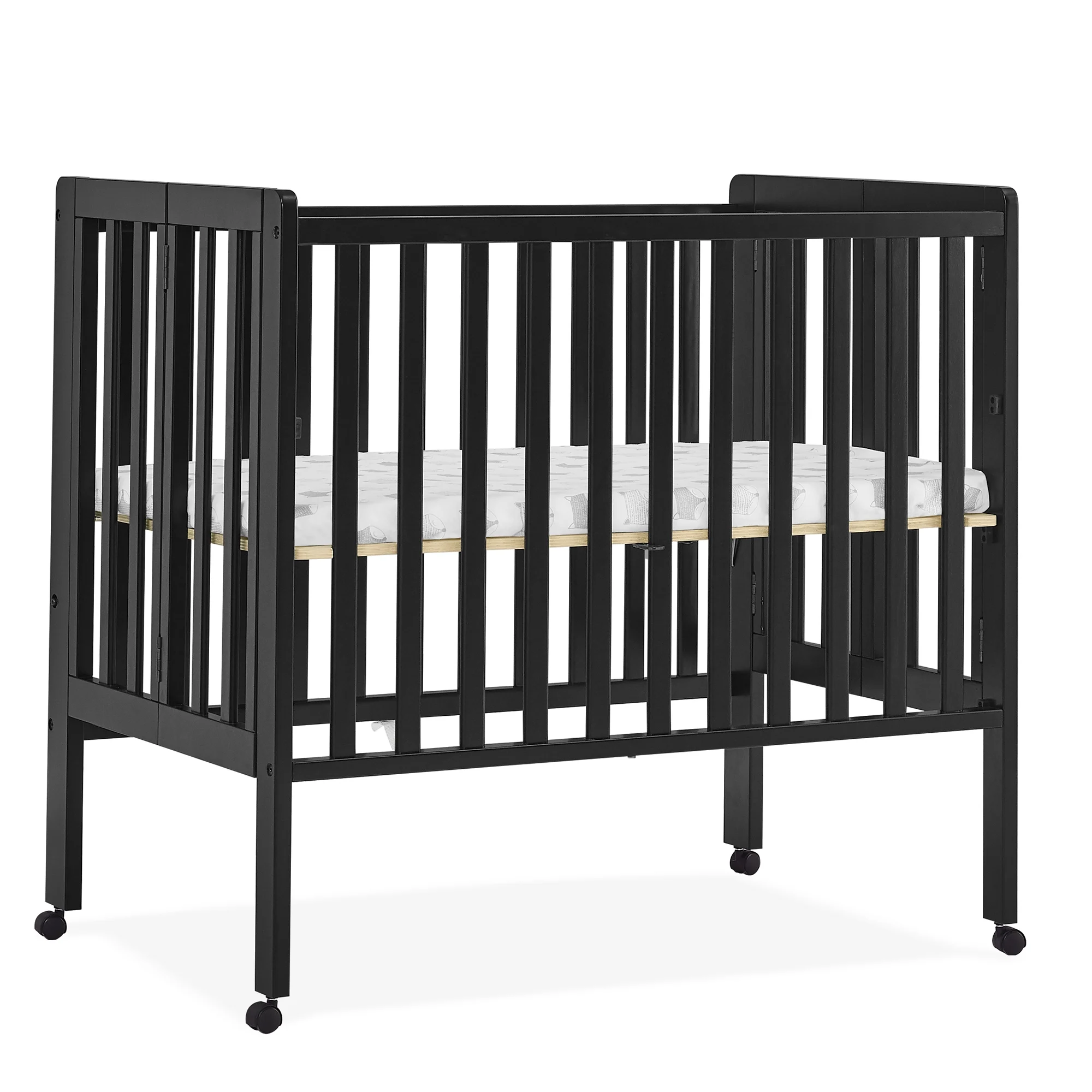 Delta Children Lee Portable Folding Mini Crib with 1.5-Inch Mattress - Greenguard Gold Certified, Bianca White